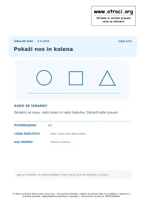 Predogled vaje: Pokaži nos in kolena