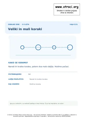 Predogled vaje: Veliki in mali koraki