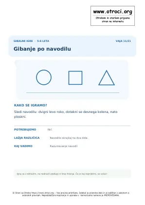 Predogled vaje: Gibanje po navodilu