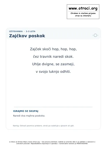 Predogled pesmice Zajčkov poskok