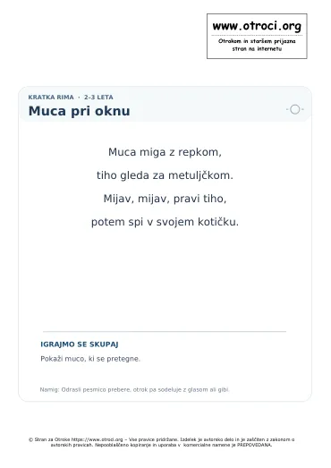 Predogled pesmice Muca pri oknu