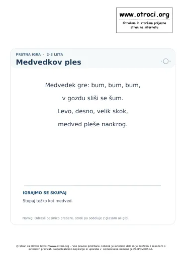 Predogled pesmice Medvedkov ples