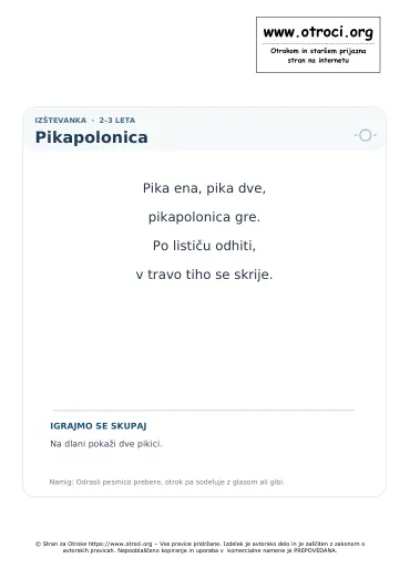 Predogled pesmice Pikapolonica