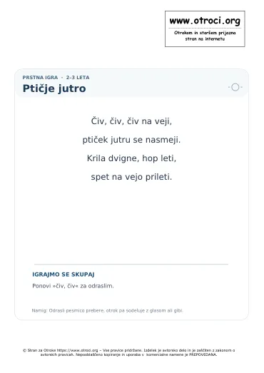 Predogled pesmice Ptičje jutro