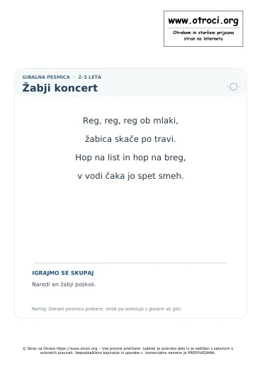 Predogled pesmice Žabji koncert