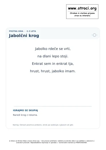 Predogled pesmice Jabolčni krog