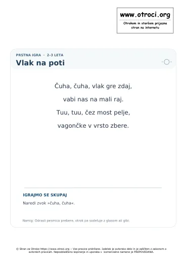Predogled pesmice Vlak na poti