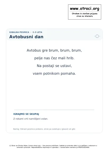 Predogled pesmice Avtobusni dan