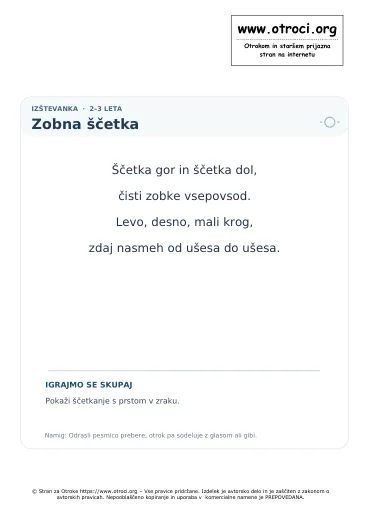 Predogled pesmice Zobna ščetka