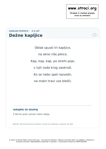 Predogled pesmice Dežne kapljice