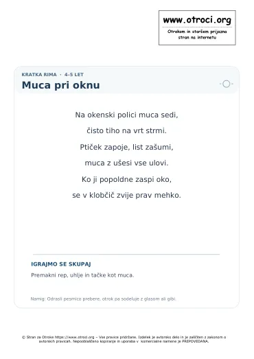 Predogled pesmice Muca pri oknu