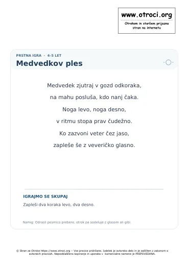 Predogled pesmice Medvedkov ples