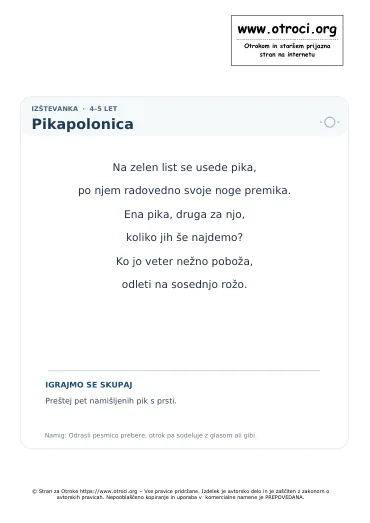 Predogled pesmice Pikapolonica