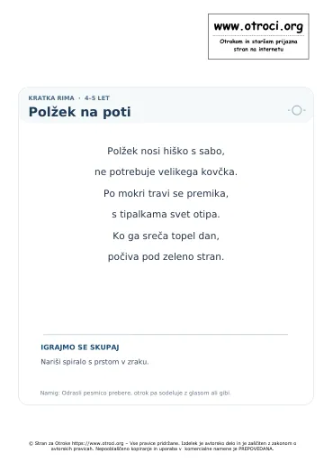 Predogled pesmice Polžek na poti