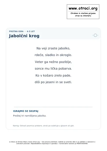 Predogled pesmice Jabolčni krog