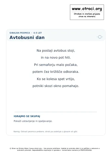 Predogled pesmice Avtobusni dan
