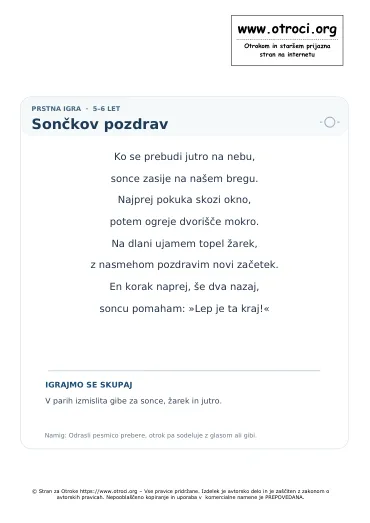 Predogled pesmice Sončkov pozdrav