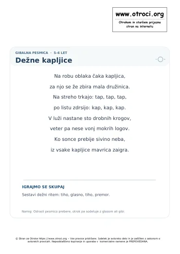 Predogled pesmice Dežne kapljice