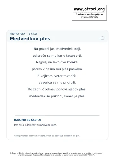Predogled pesmice Medvedkov ples