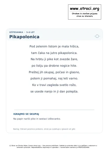 Predogled pesmice Pikapolonica