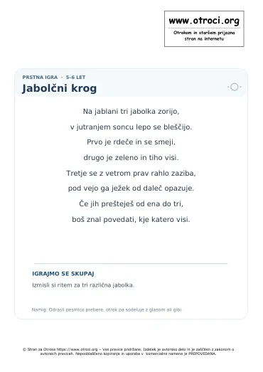 Predogled pesmice Jabolčni krog