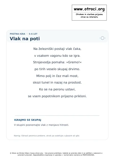 Predogled pesmice Vlak na poti