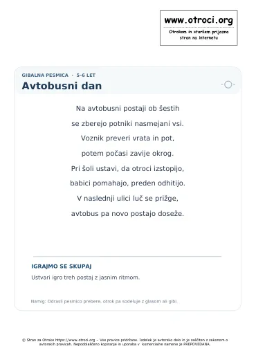 Predogled pesmice Avtobusni dan