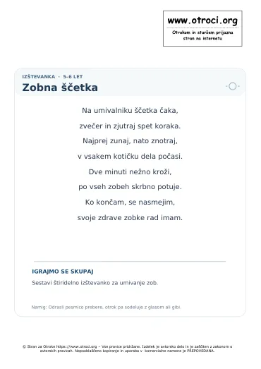 Predogled pesmice Zobna ščetka