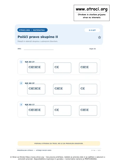 Poišči pravo skupino II