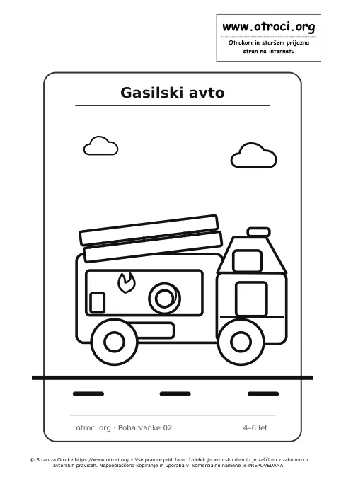 Pobarvanka: Gasilski avto