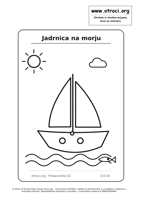 Pobarvanka: Jadrnica na morju