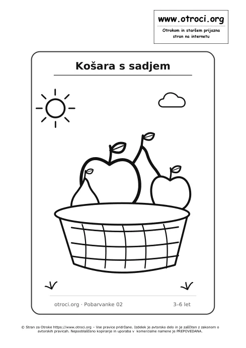 Pobarvanka: Košara s sadjem