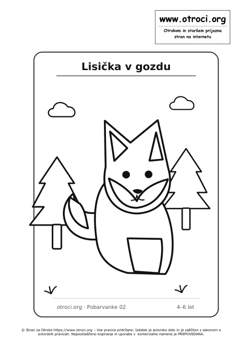 Pobarvanka: Lisička v gozdu