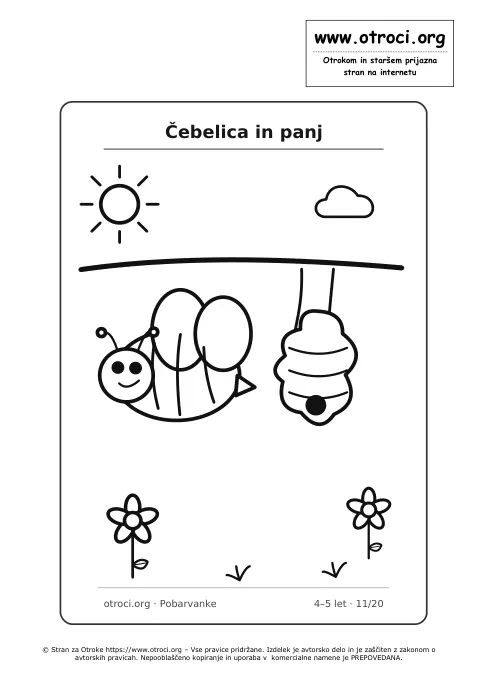 Pobarvanka: Čebelica in panj