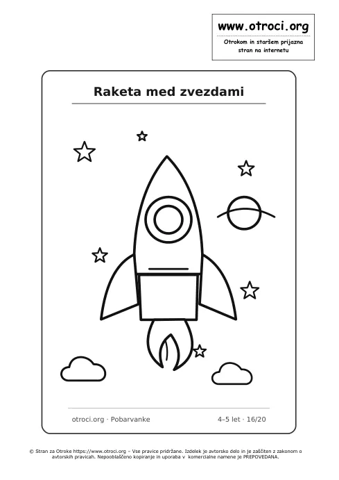 Pobarvanka: Raketa med zvezdami