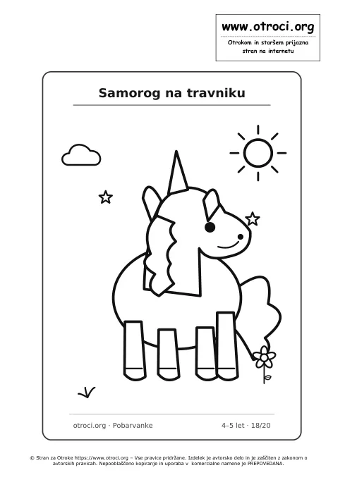 Pobarvanka: Samorog na travniku