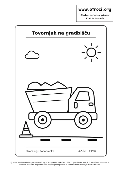 Pobarvanka: Tovornjak na gradbišču
