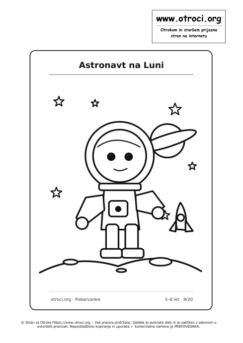 Pobarvanka: Astronavt na Luni