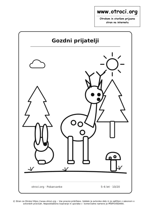 Pobarvanka: Gozdni prijatelji