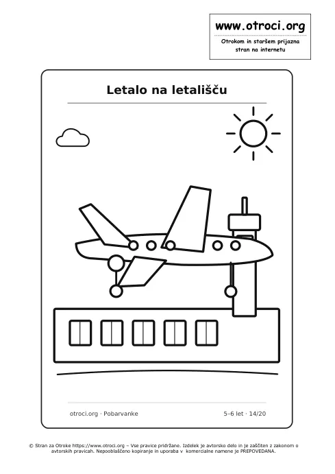 Pobarvanka: Letalo na letališču
