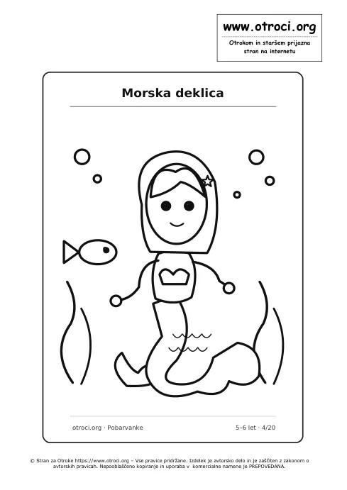 Pobarvanka: Morska deklica