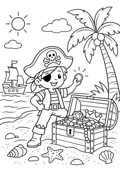 Pobarvanka: Piratski zaklad na otoku