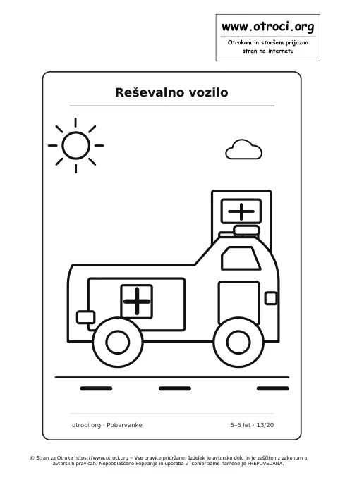 Pobarvanka: Reševalno vozilo