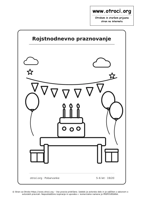 Pobarvanka: Rojstnodnevno praznovanje