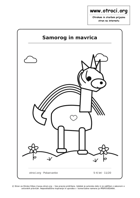 Pobarvanka: Samorog in mavrica