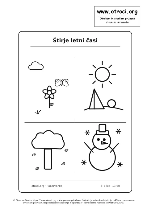 Pobarvanka: Štirje letni časi