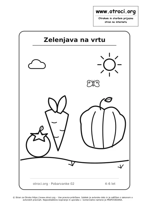 Pobarvanka: Zelenjava na vrtu