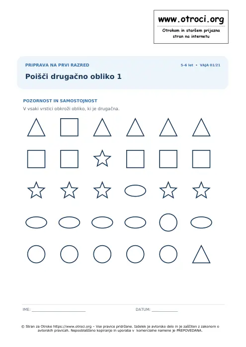 Predogled: Poišči drugačno obliko 1