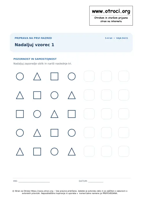 Predogled: Nadaljuj vzorec 1