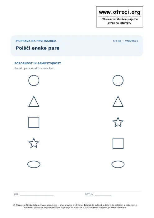 Predogled: Poišči enake pare